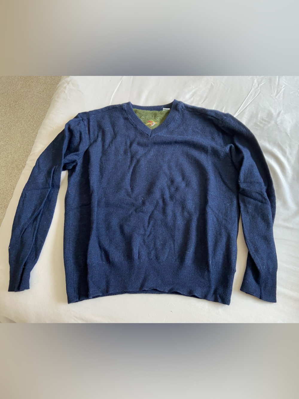 Orvis Men's Navy V-Neck Knit Sweater